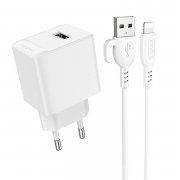 Сетевое зарядное устройство Borofone BAS11A Erudite для Apple (USB - Lightning) (белое)