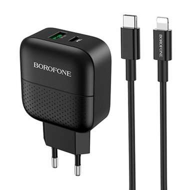 Сетевое зарядное устройство Borofone BA46A USB/Type-C (черное) — 1