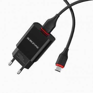 Сетевое зарядное устройство Borofone BA20A Sharp USB с кабелем micro-USB (черное) &mdash; 4