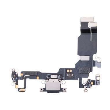 Шлейф для Apple iPhone 15 на разъем зарядки/микрофон (черный)